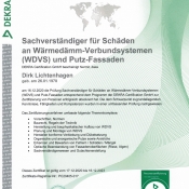 DEKRA zertifizierter Sachverständiger für Schäden an Wärmedämm-Verbundsystemen und Putz-Fassaden