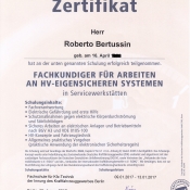 Zertifikat Fachkundiger für Arbeiten an Hochvolt Systemen