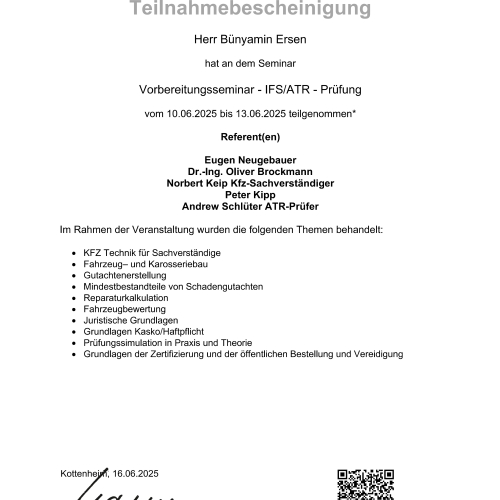 IFS/ATR Prüfung