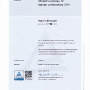 Zertifikat PersCert TÜV Kfz-Sachverständiger für Schäden und Berwertung (TÜV)