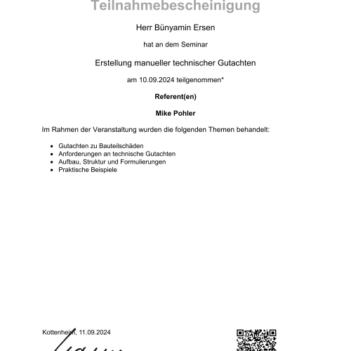 Seminar AWG Gerichtsgutachten