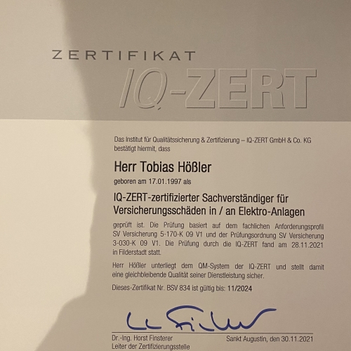 IQ- Zertifizierung für Versicherungsschäden