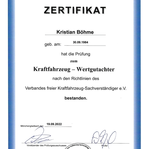 VfK Zertifikat Wert