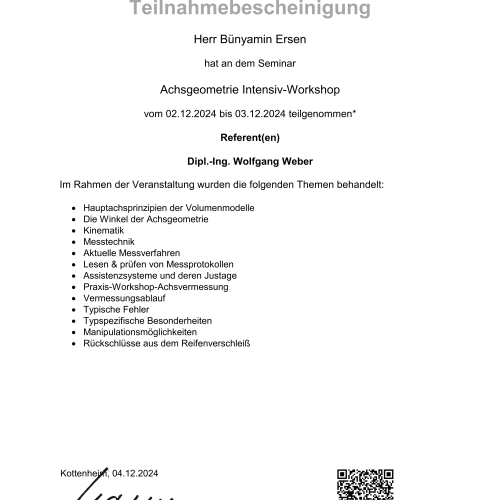 Seminar AWG  Achsgeometrie