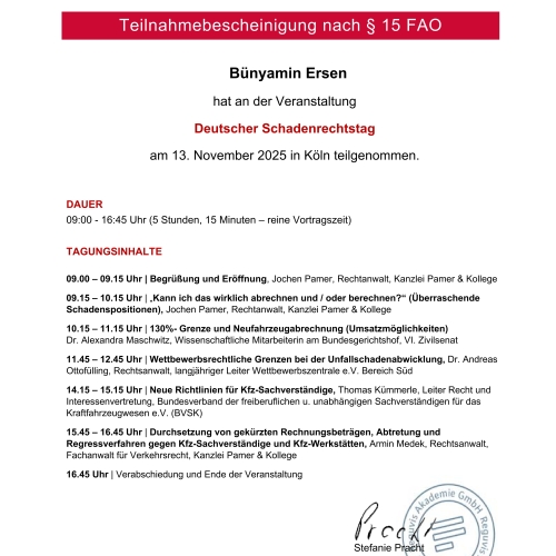 Fachtagung Deutscher Schadenrechtstag