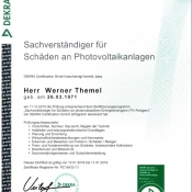 Zertifikat Sachverständiger Photovoltaik