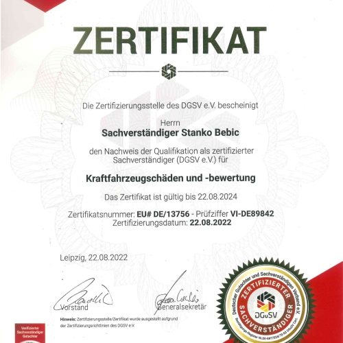 Zertifikat DGuSV