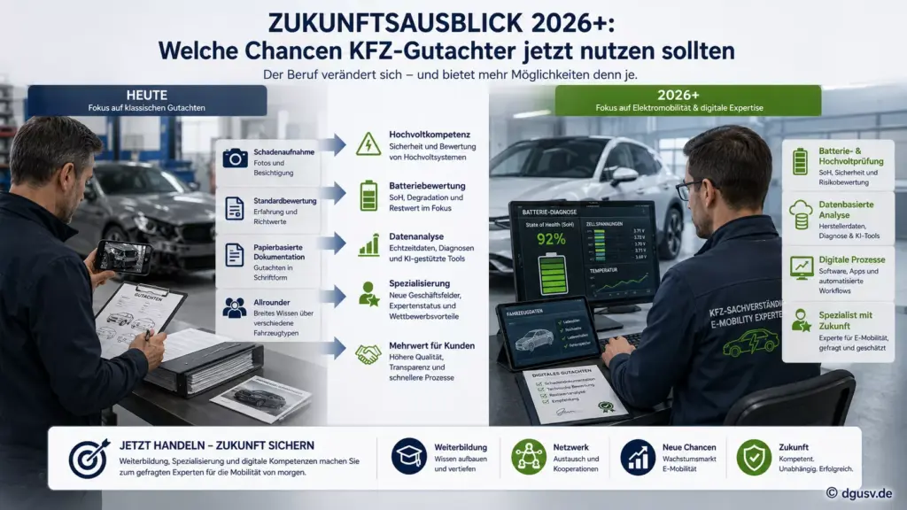 Zukunft von KFZ-Gutachtern 2026 mit Elektromobilität, Batteriebewertung und digitaler Fahrzeuganalyse