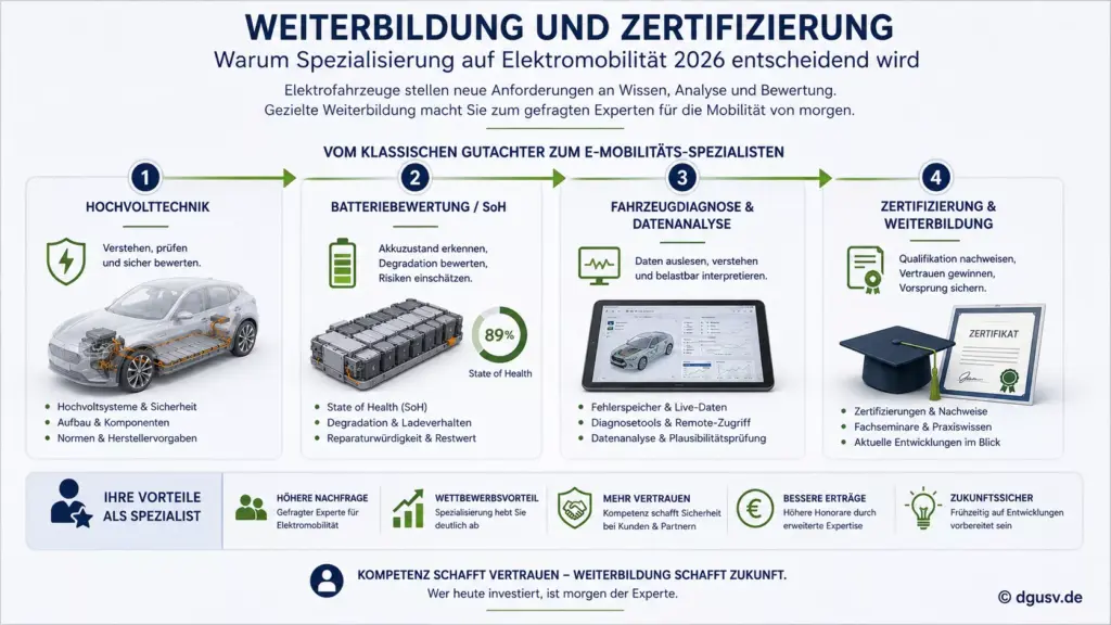 Weiterbildung für KFZ-Sachverständige 2026 mit Kompetenzen zu Elektromobilität und Batteriebewertung